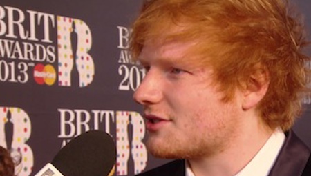 Rizzle Kicks talks to Ed Sheeran on the 2013 BRIT Awards red carpet
