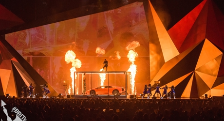 Kendrick Lamar on stage at The BRIT<span class='lowercase'>s</span> 2018