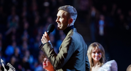 Calvin Harris accepting his BRIT Award