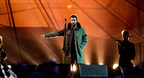 Liam Gallagher on stage at The BRIT<span class='lowercase'>s</span> 2018