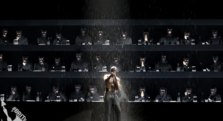 Stormzy on stage at The BRIT<span class='lowercase'>s</span> 2018