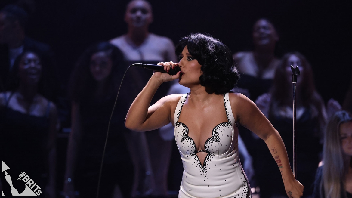 RAYE performing at the BRIT Awards 2024