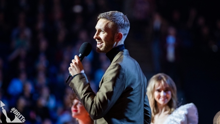 Calvin Harris accepting his BRIT Award