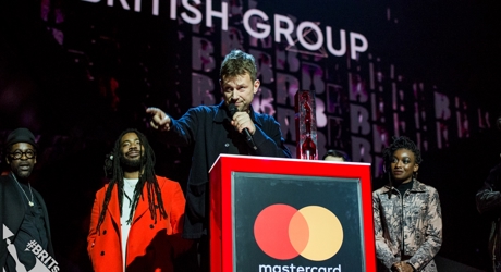 Gorillaz accepting their award for British Group  at The BRIT<span class='lowercase'>s</span>