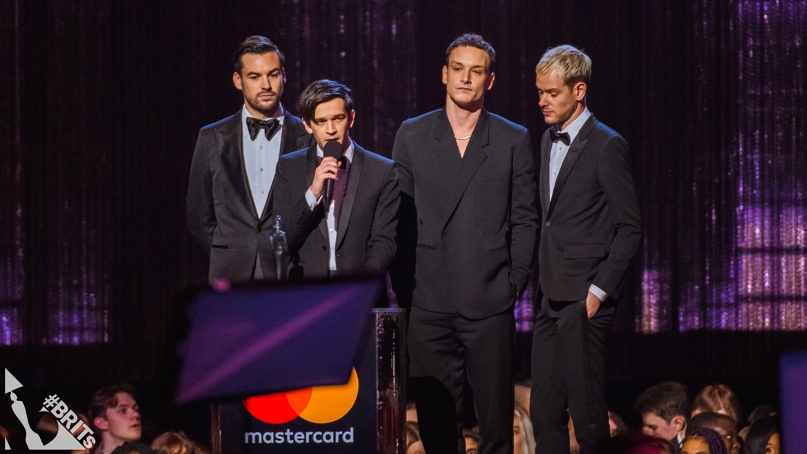 The 1975 accepting their BRIT Award