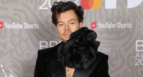 Harry Styles on the 2023 BRIT Awards red carpet