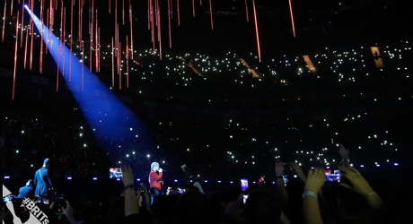 Ed Sheeran on stage at The BRIT<span class='lowercase'>s</span> 2018