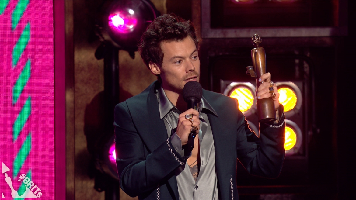 Harry Styles Receiving the Award for Artist of the Year