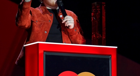 Ed Sheeran accepting his Global Success Award at The BRIT<span class='lowercase'>s</span>