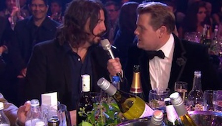 James Corden chats with Dave Grohl at the 2013 BRIT Awards