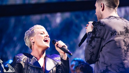 Pink performing at The BRIT<span class='lowercase'>s</span> 2019