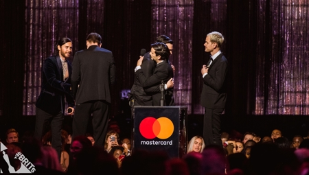 The 1975 accepting their BRIT Award